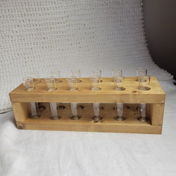 Plant Propagation Station Tabletop Pine Wood 12 glass tubes Handmade hydroponics - Picture 8 of 12